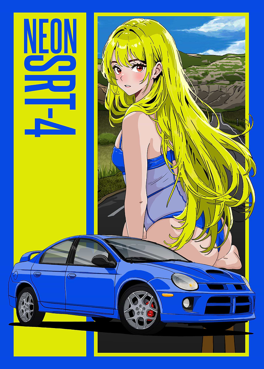 Dodge Neon SRT4' Poster, picture, metal print, paint by ND Fat