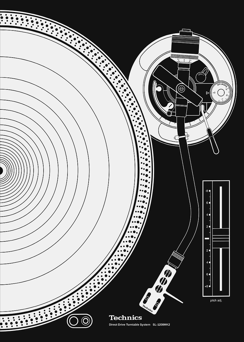 Technics 1200 MK2 DJ' Poster, picture, metal print, paint by Uber