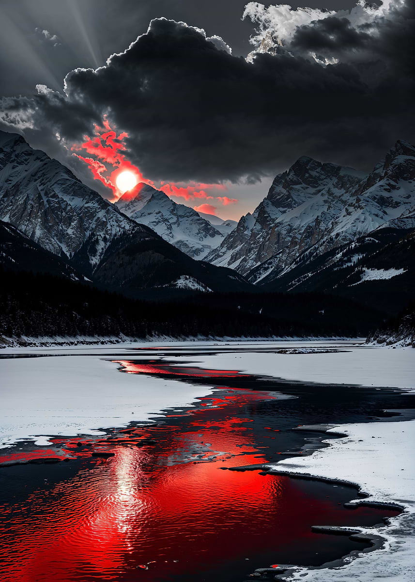 Blood Moon Elegance — from the Alien Worlds collection, a Pixaverse metal print