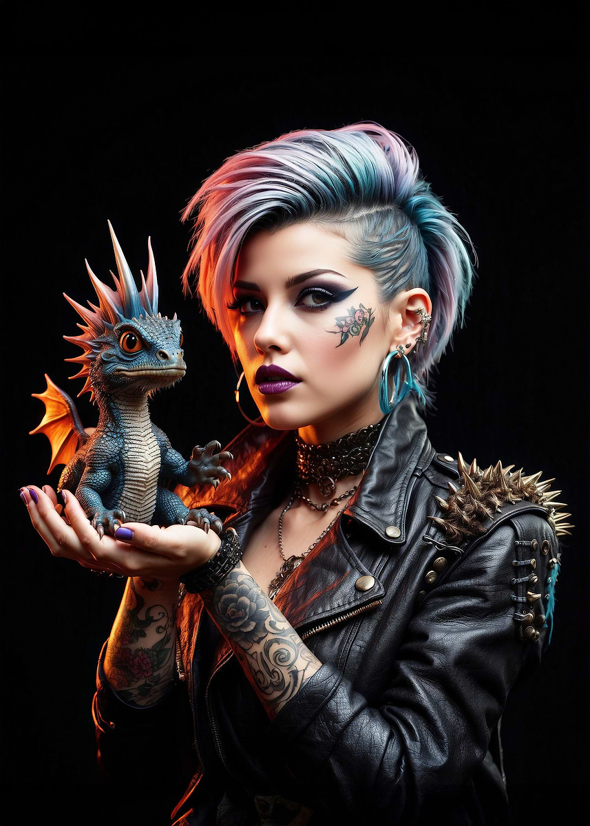 Magic Punk Look 'Punk and Fantasy' Poster, picture, metal print, paint by Michael ...