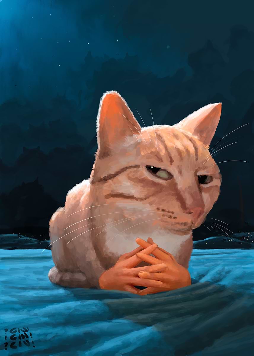 Displate ディスプレイット化け猫　メタルポースター Displate ディスプレイット化け猫 メタルポースター