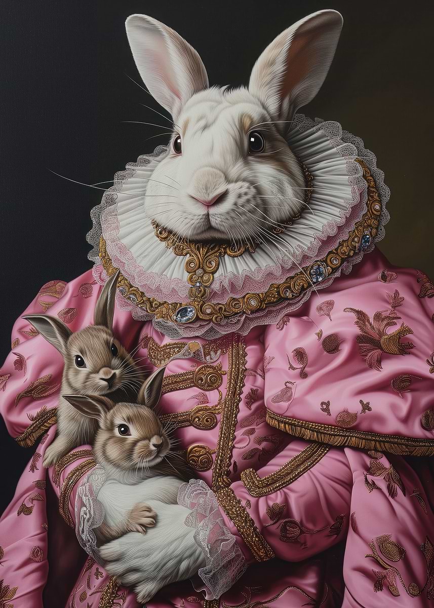 'Rococo Rabbit and Bunnies' Poster, picture, metal print, paint by Ludo ...