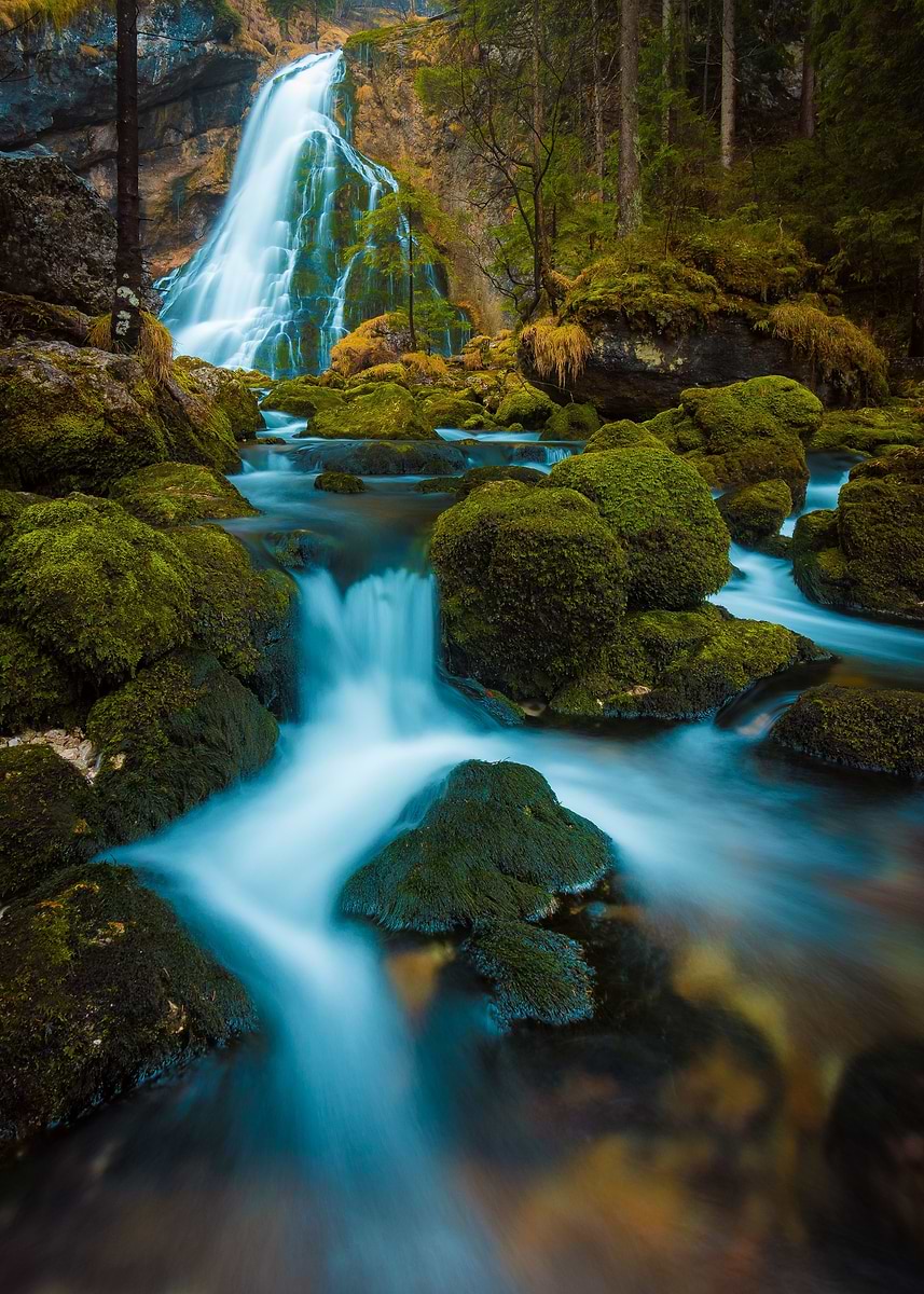 'Golling Waterfall' Poster, picture, metal print, paint by Martin ...