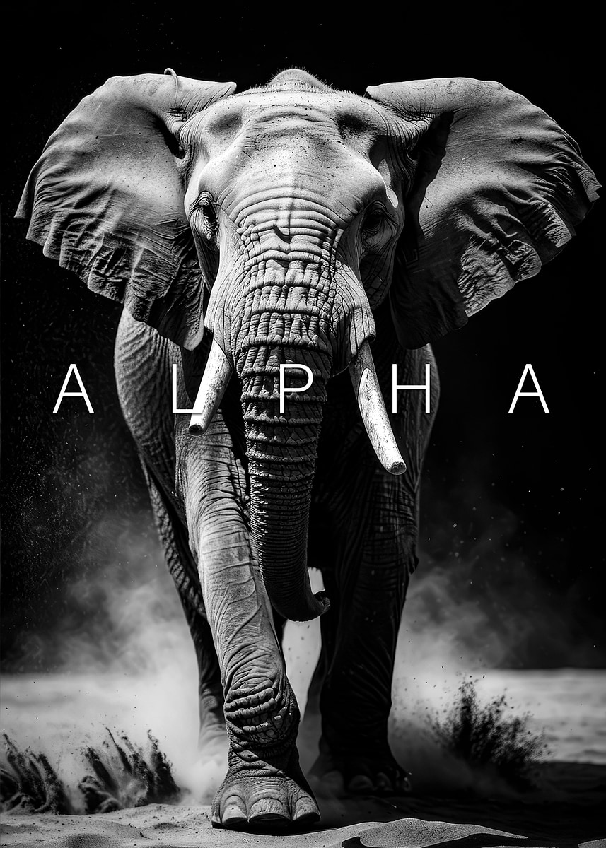 'alpha Elephant motivationa' Poster, picture, metal print, paint by m5 ...