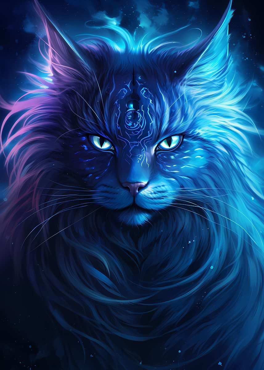 Cute Black Cat on Galaxy' Poster, picture, metal print, paint by