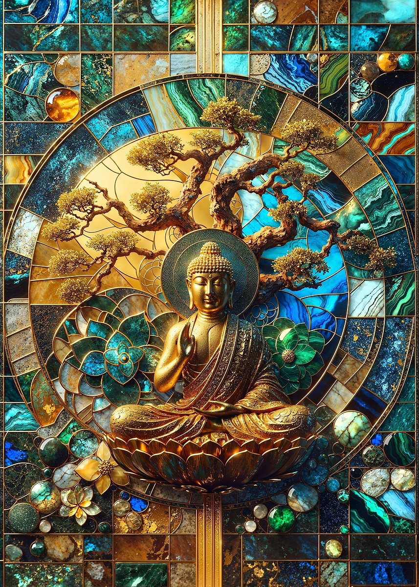 Zen Buddha Kintsugi Art — from the Abstract Nature Kintsugi collection, a Pixaverse metal print