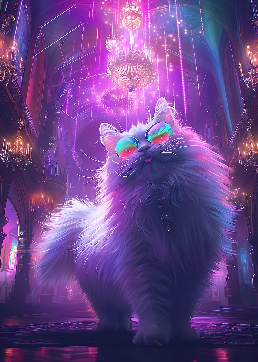 Cat Rave Background 'Cat Rave' Poster, picture, metal print, paint by Aurora Crafts | Displate