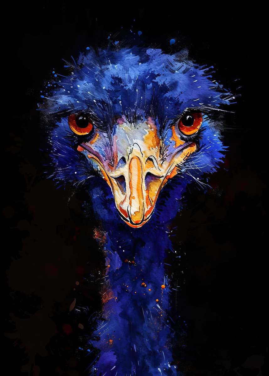 'Emu Watercolor' Poster, picture, metal print, paint by Henning Seifert ...