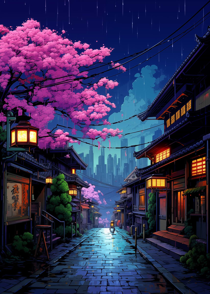 Japan Pixel art' Poster, picture, metal print, paint by ELYussArt