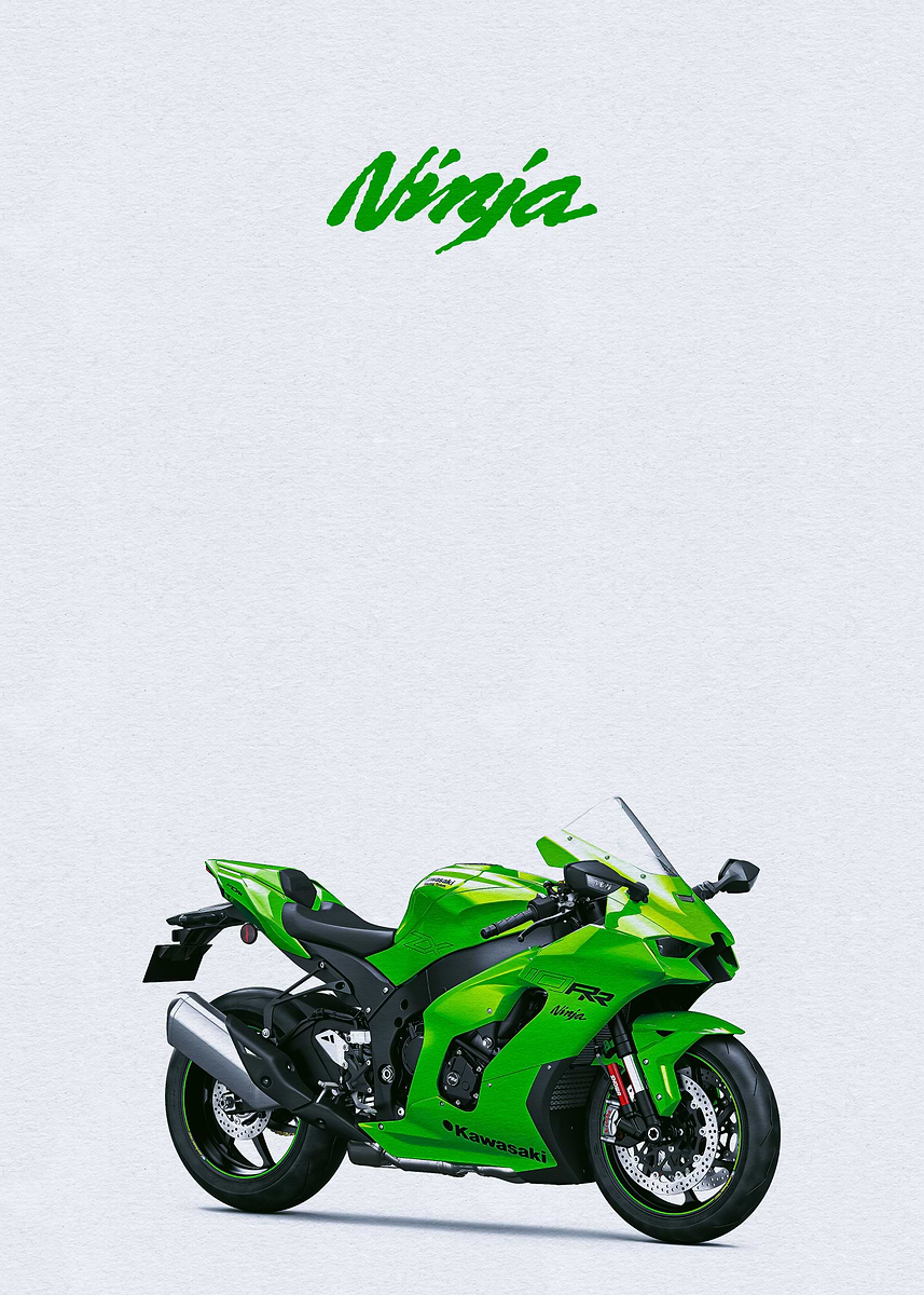 Kawasaki Ninja ZX' Poster, picture, metal print, paint by Lee