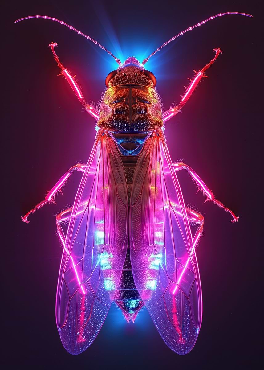 'Insect in neon light' Poster, picture, metal print, paint by Artsynth ...