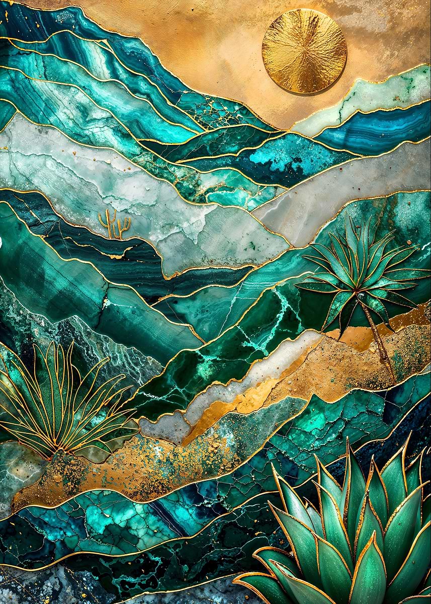 Mystic Dune Kintsugi Art — from the Abstract Nature Kintsugi collection, a Pixaverse metal print