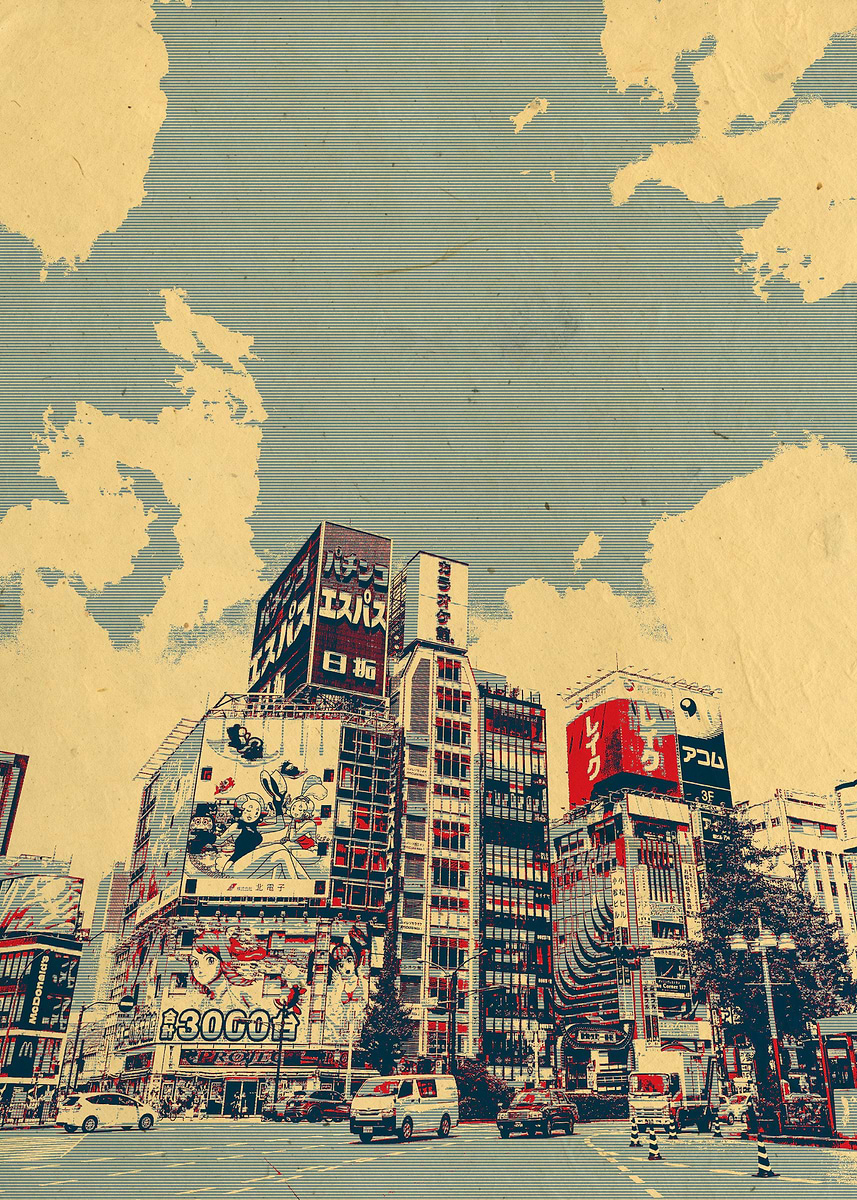 'Shinjuku City Hopestyle' Poster, picture, metal print, paint by ...