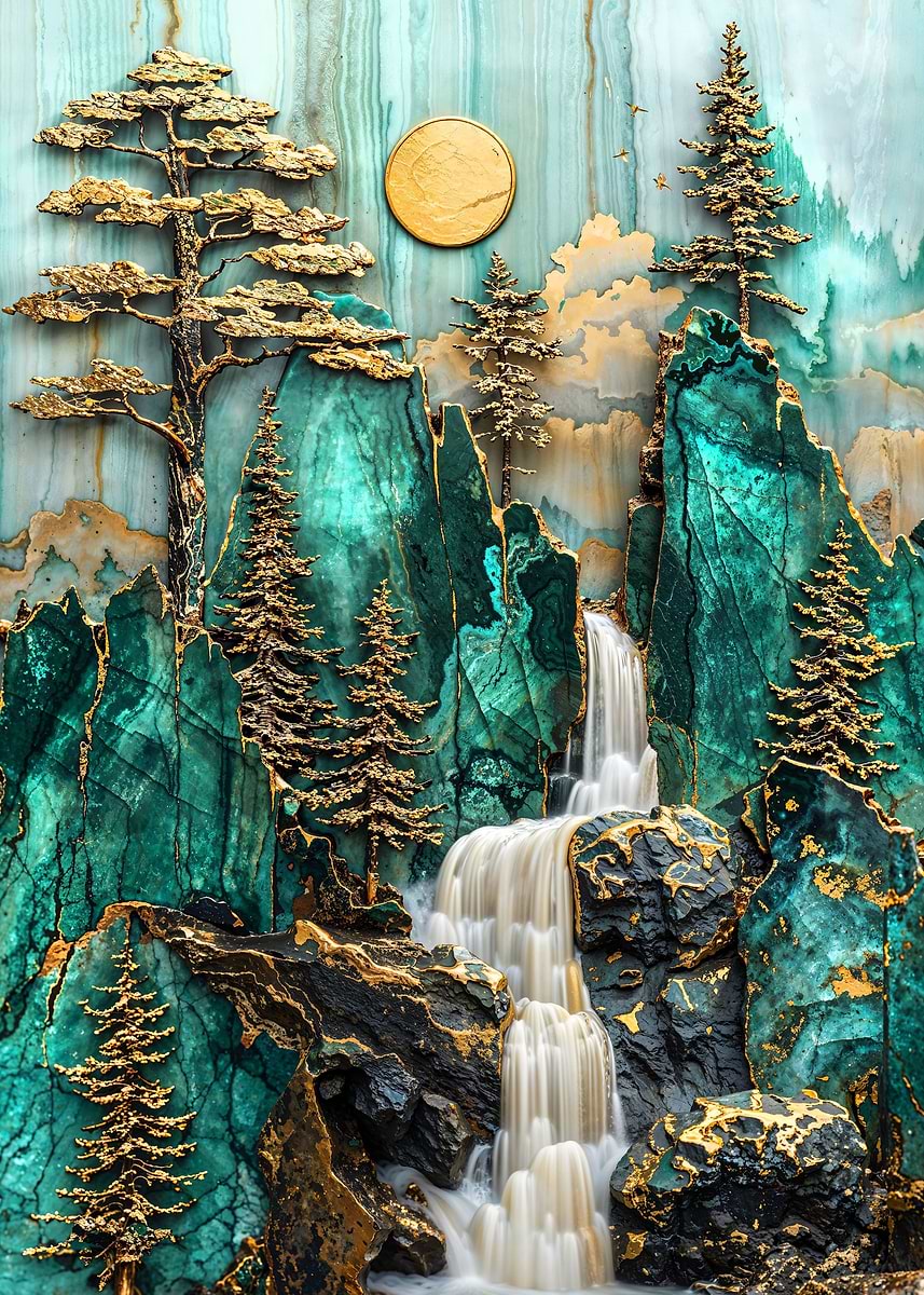 Yosemite Kintsugi Falls' Poster, picture, metal print, paint by