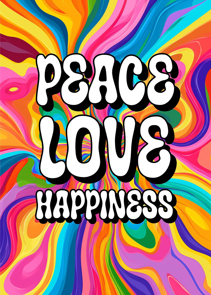 Peace Love and Happiness' Poster, picture, metal print, paint by
