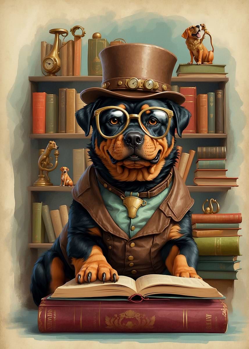 Smart Rottweiler 'Smart Rottweiler School' Poster, picture, metal print, paint by Mudge ...