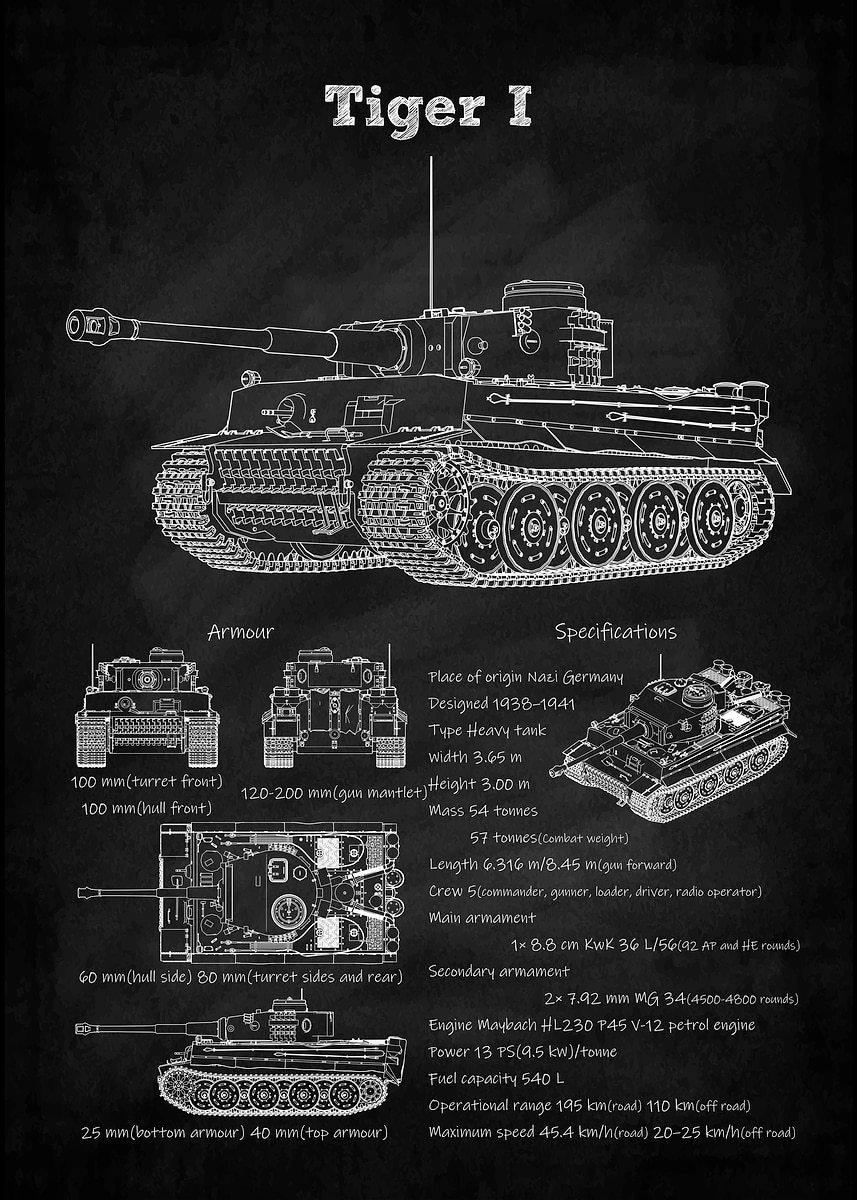 Tiger I German heavy tank Poster, Picture & Metal Print – Military