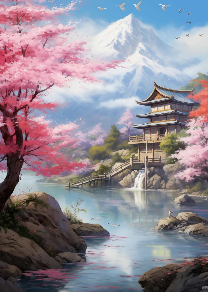 Cherry Blossom Japan' Poster, picture, metal print, paint by indra
