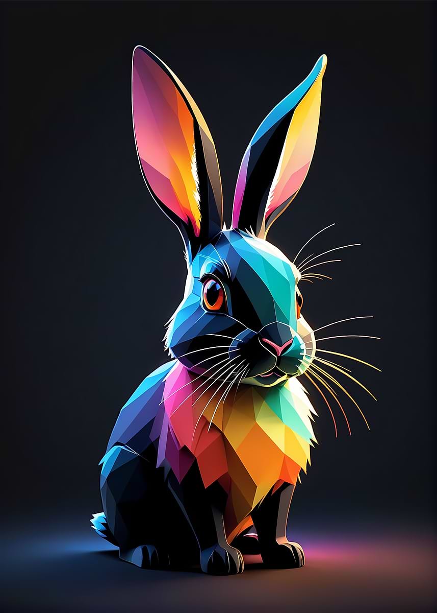 Isometric Rabbit 'Isometric Rabbit' Poster, picture, metal print, paint by Trending ...