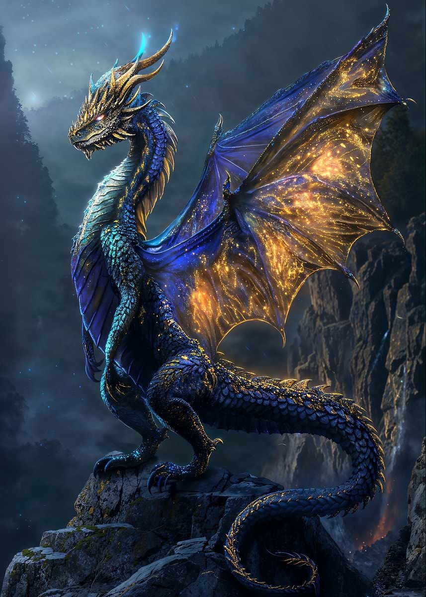 Ethereal Starfall Dragon — from the Dragons Lair collection, a Pixaverse metal print