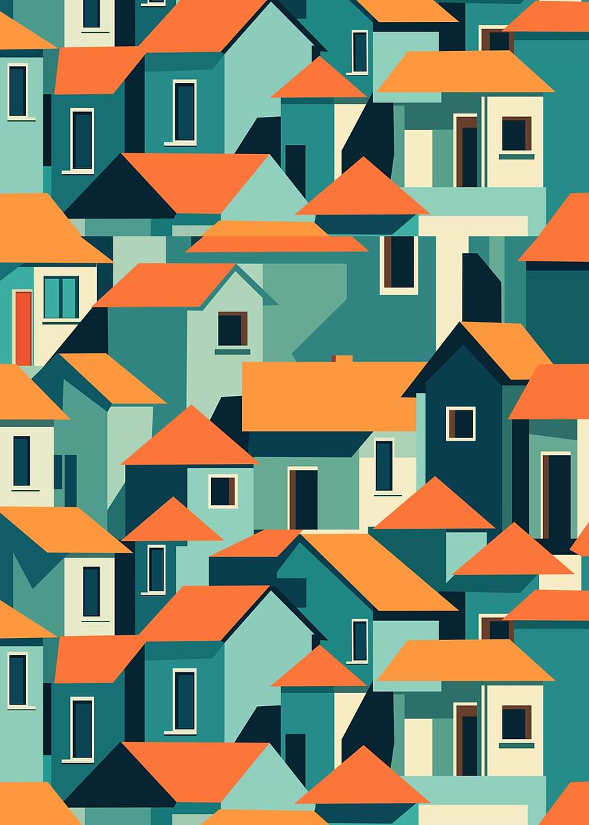 'Colorful House Pattern' Poster, picture, metal print, paint by Milhad ...