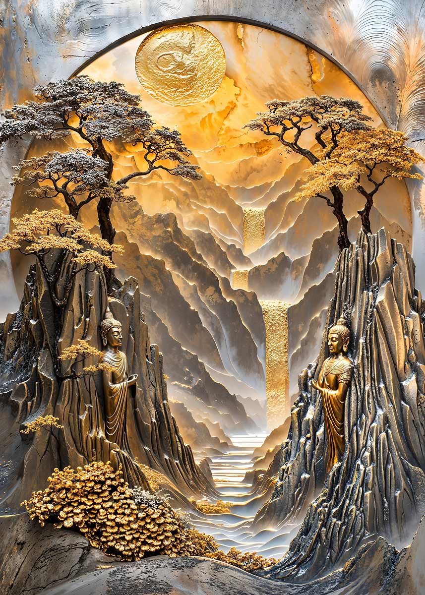 Guardians of Paradise — from the Precious Metal Reforged collection, a Pixaverse metal print