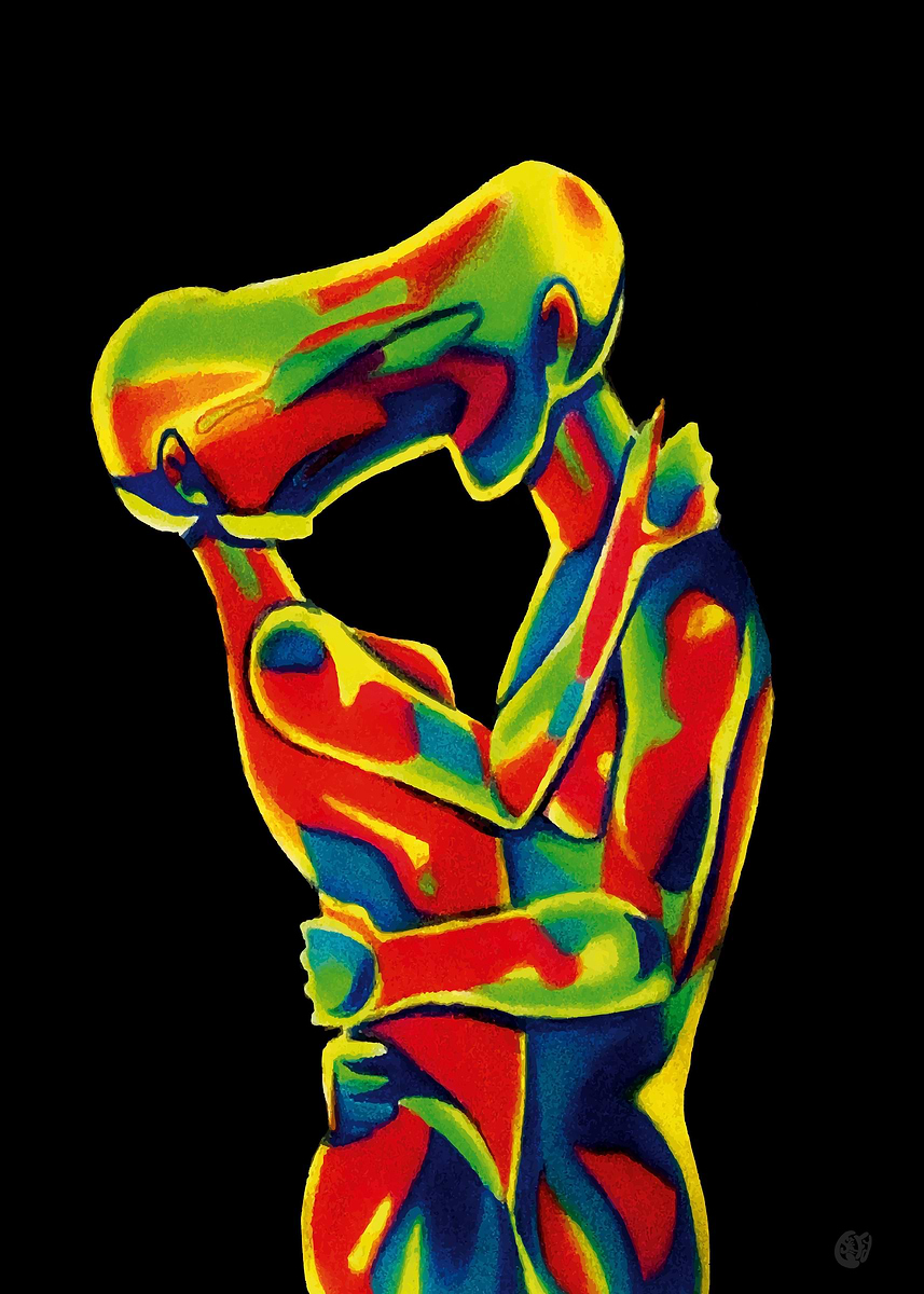 'Colorful Hug' Poster, picture, metal print, paint by Celia Frey | Displate