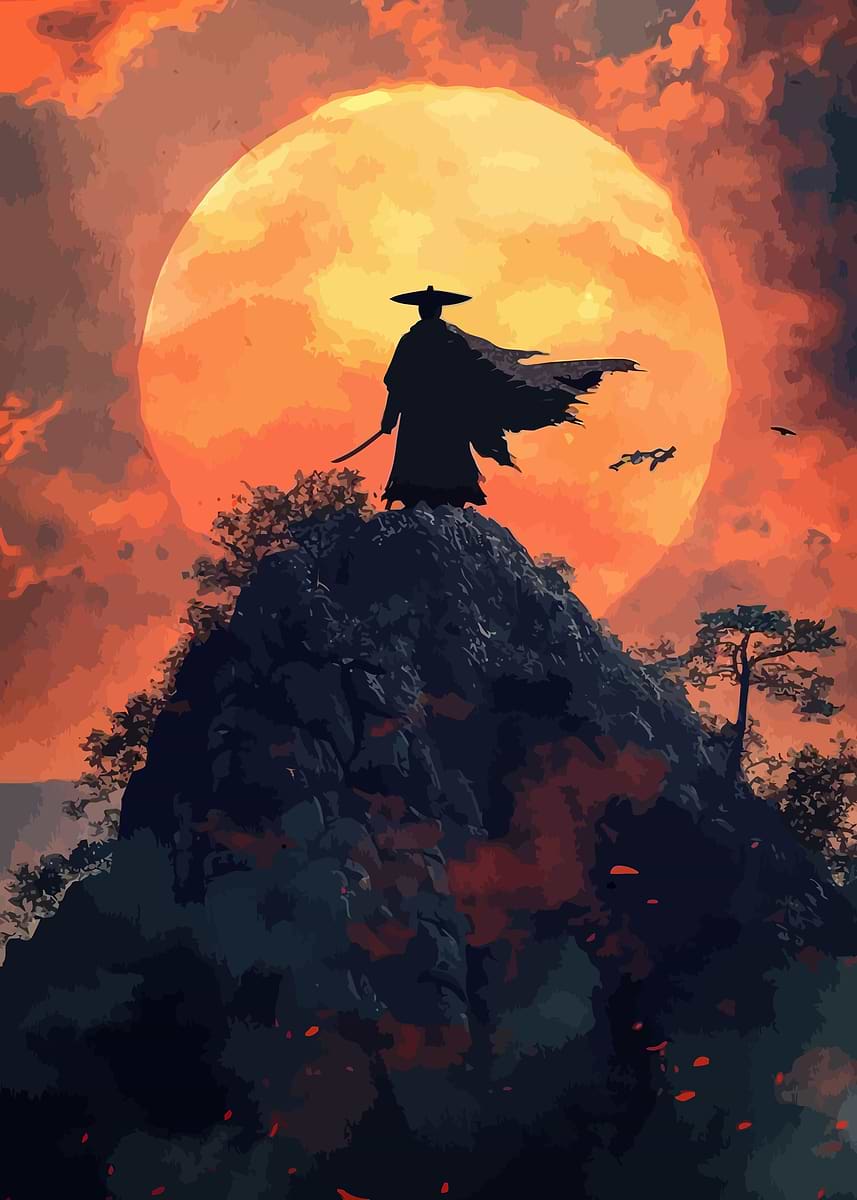 Samurai Mountain Fuji' Poster, picture, metal print, paint by