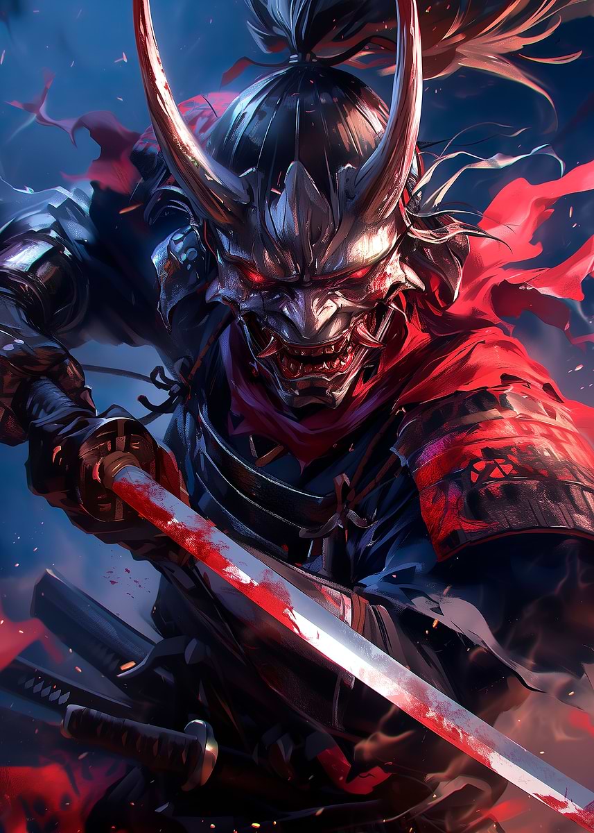 The Masked Samurai' Poster, picture, metal print, paint by hans