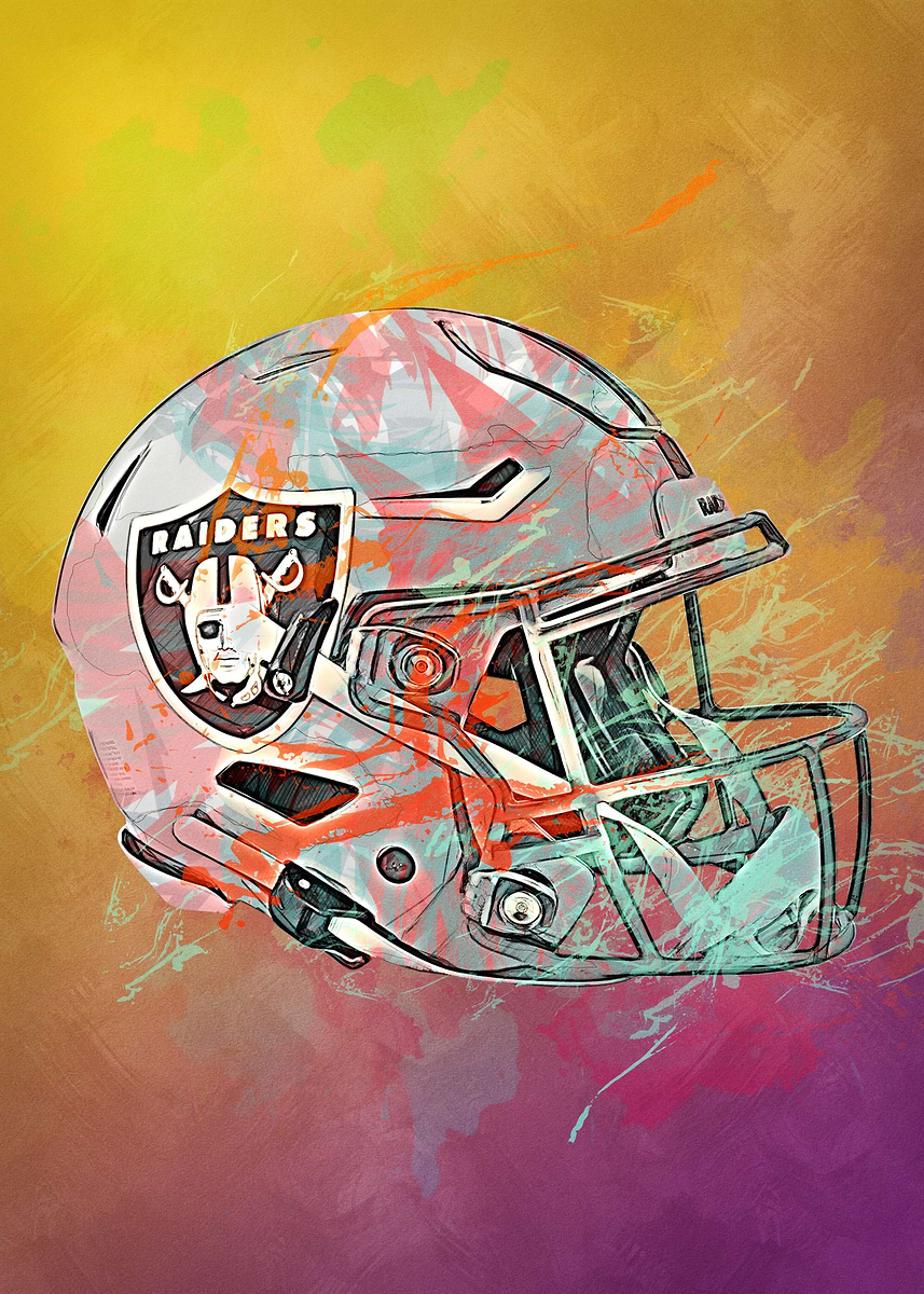 evadale football helmet artwork Red and Football Watercolor Art Print This Trends International NFL Las Vegas Raiders Raiders Helmet Painting
