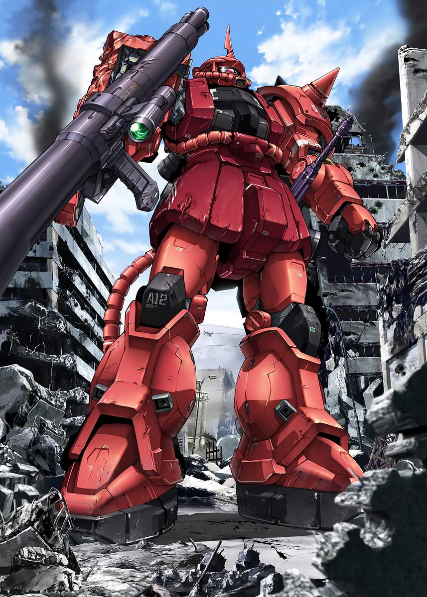MS-06F Zaku II Commander' Poster, picture, metal print, paint by