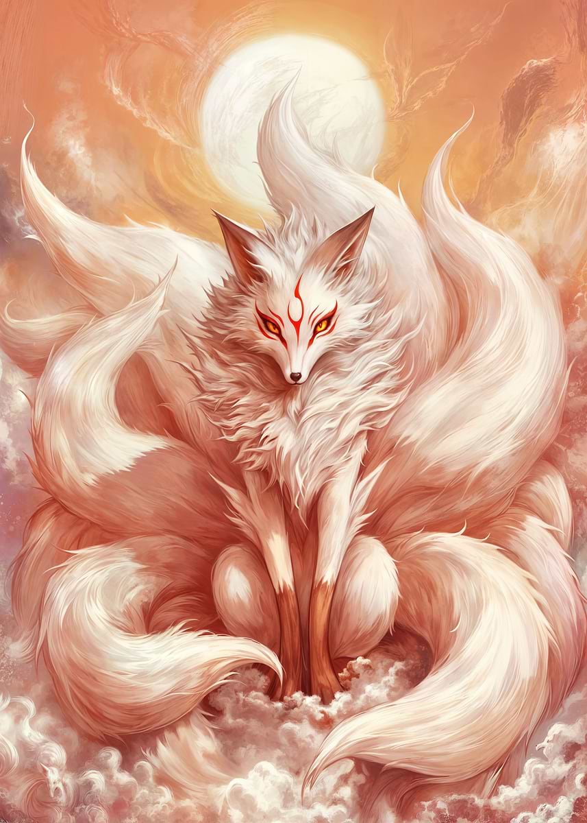 Nine Tailed Kitsune' Poster, picture, metal print, paint by Chung