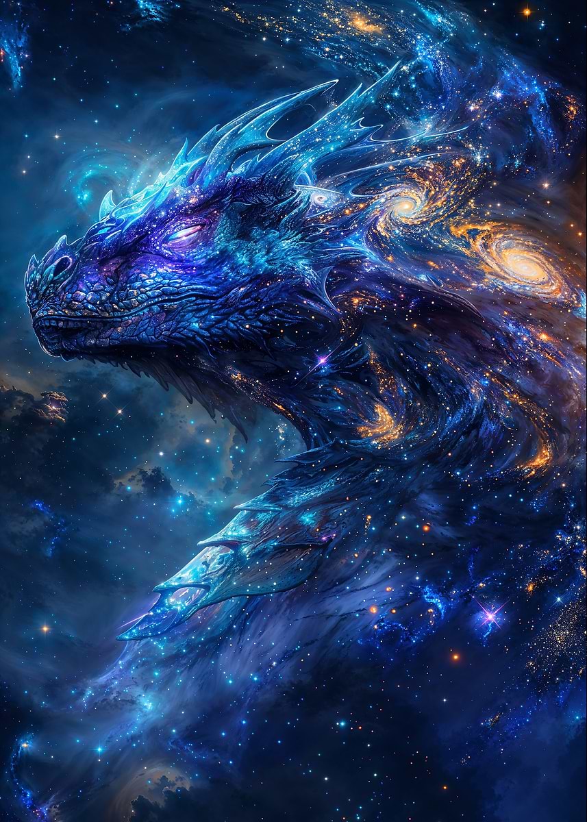 Galaxy Dragon Overlord — from the Cosmic Creatures collection, a Pixaverse metal print