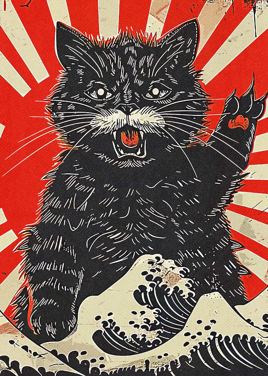 Displate ディスプレイット黒化け猫　メタルポースター Displate ディスプレイット化け猫 メタルポースター Iconic Cat Of