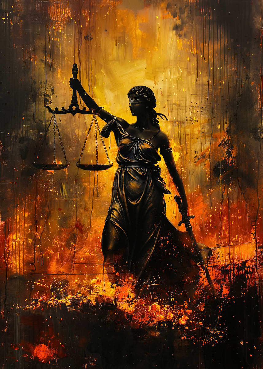 Vintage Lady Justice Oil ' Poster, picture, metal print, paint by