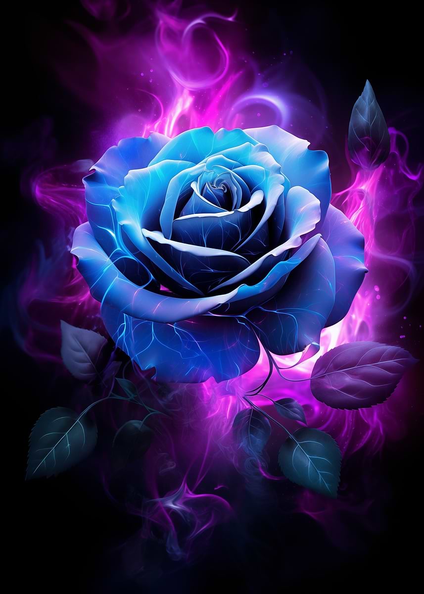 Stary Black Rose Flower' Poster, picture, metal print, paint by