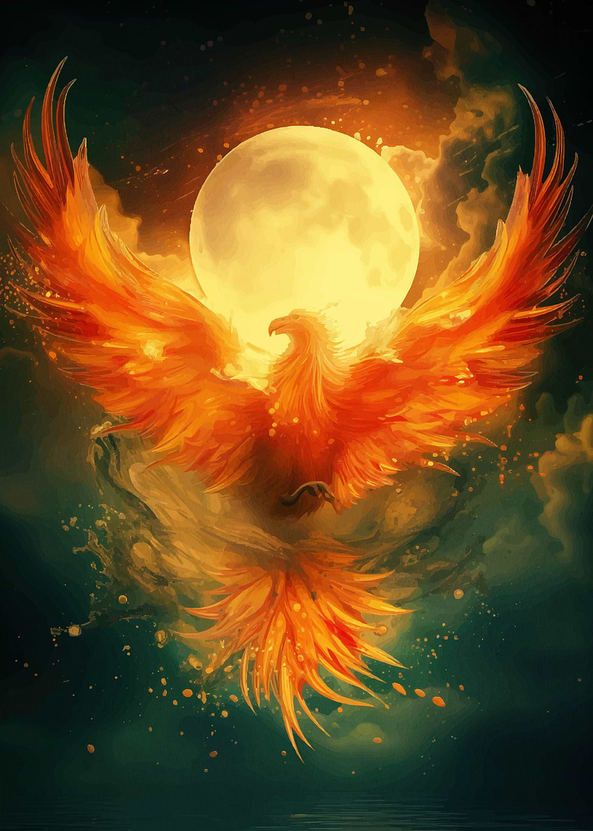 Phoenix Fire Animal' Poster, picture, metal print, paint by Ellen