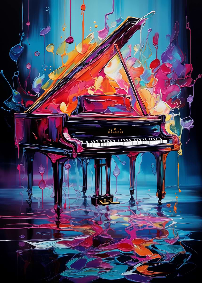 Colorful Piano Keyboard' Poster, picture, metal print, paint by