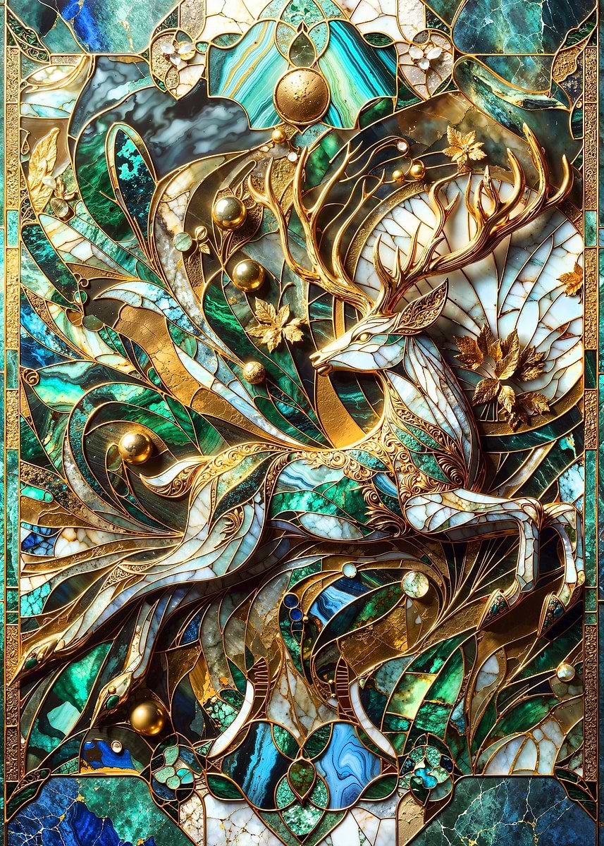 Spirit of the Forest — from the Abstract Nature Kintsugi collection, a Pixaverse metal print