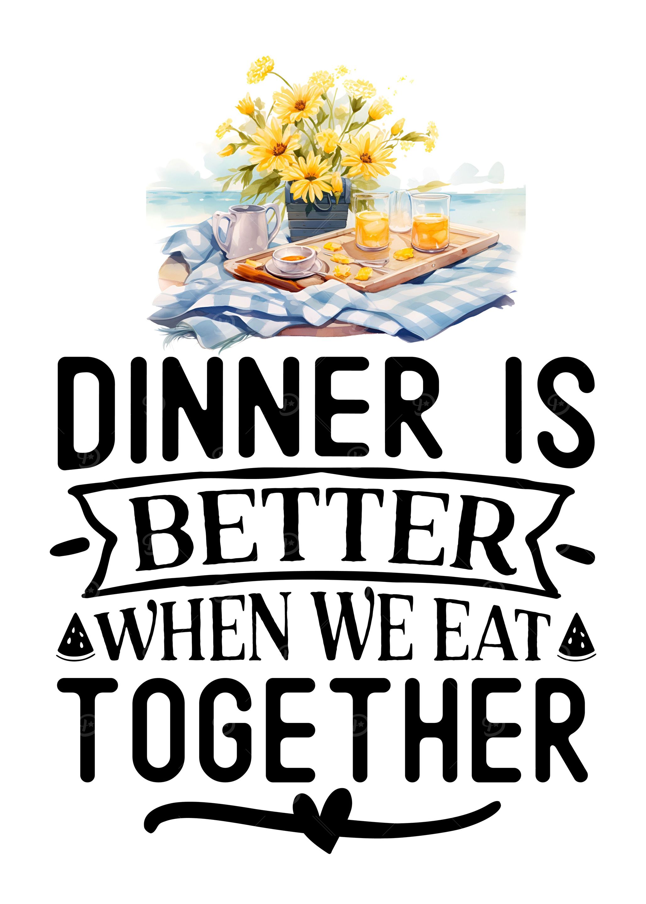 Eating Together Sticker 'We eat together' Poster, picture, metal print, paint by Juliana RW ...