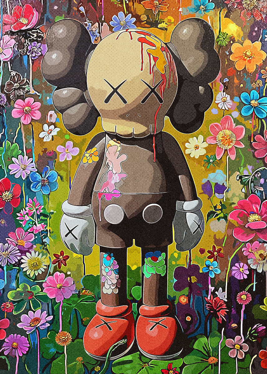 Kaws Doll Painting' Poster, picture, metal print, paint by Ammar