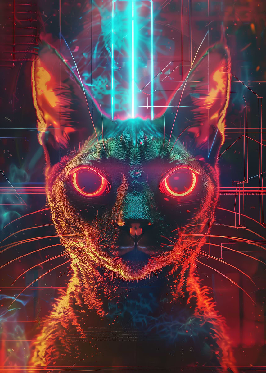 'Ancient Cat Ritual' Poster, picture, metal print, paint by Frank ...