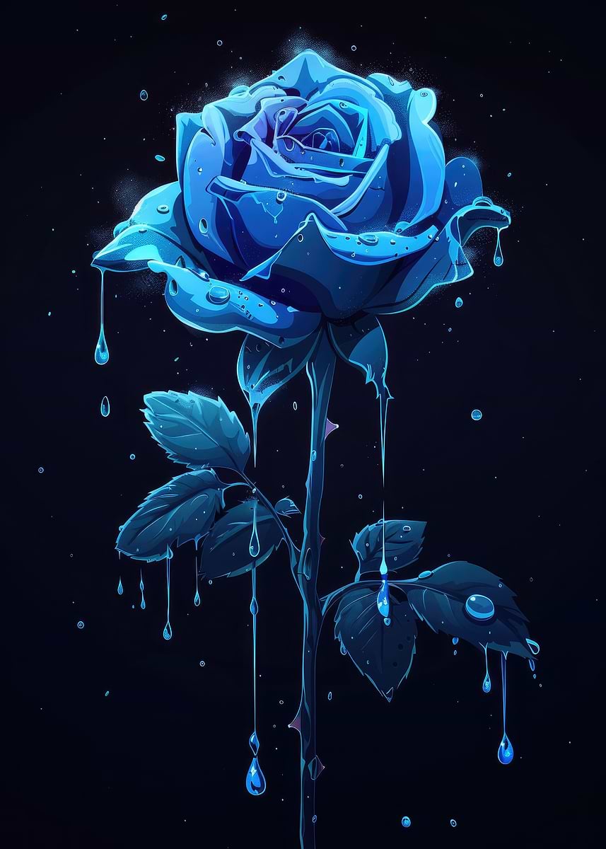 Dripping Blue Rose' Poster, picture, metal print, paint by Jan