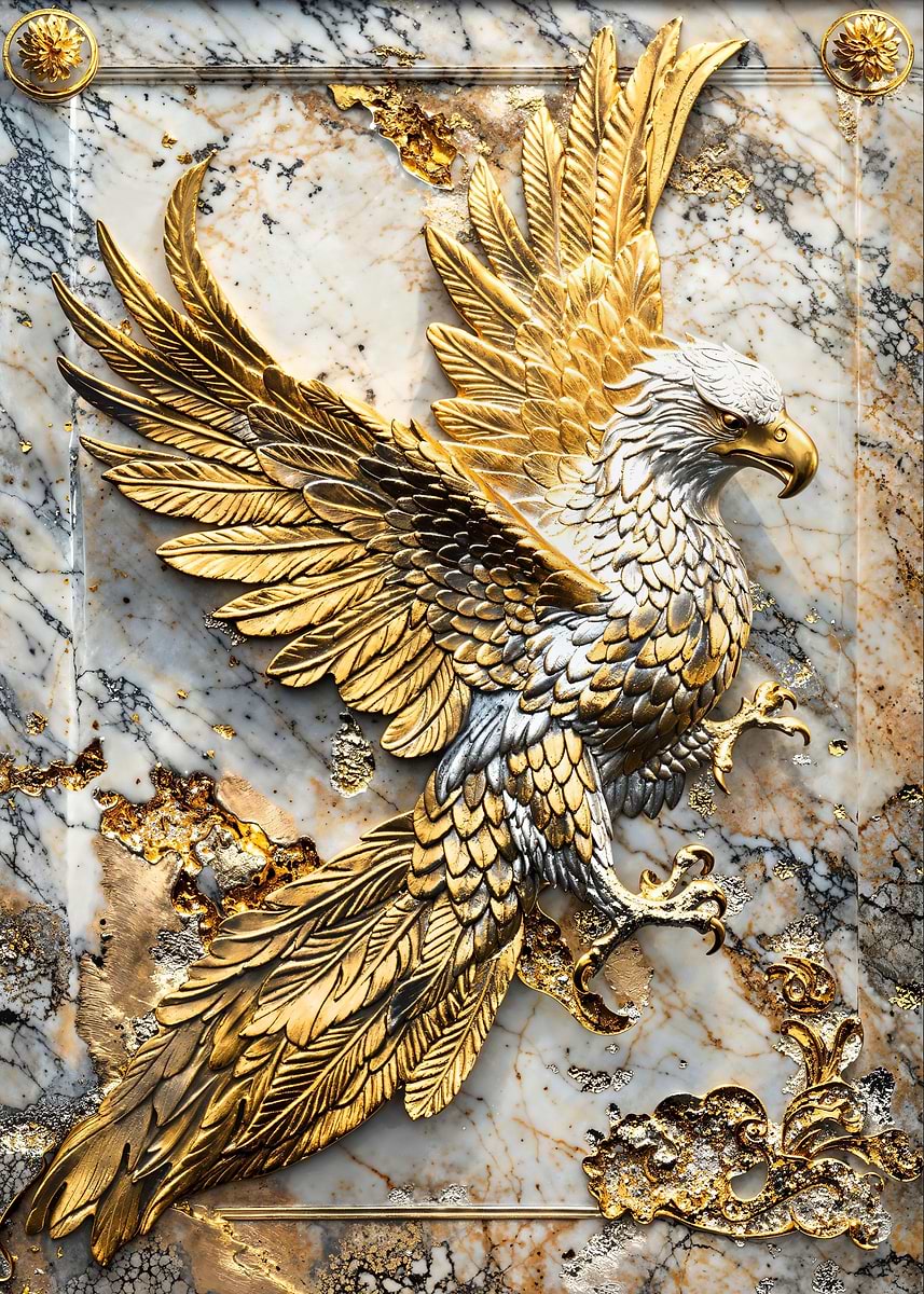 Majestic Eagle Elegance — from the Precious Metal Reforged collection, a Pixaverse metal print
