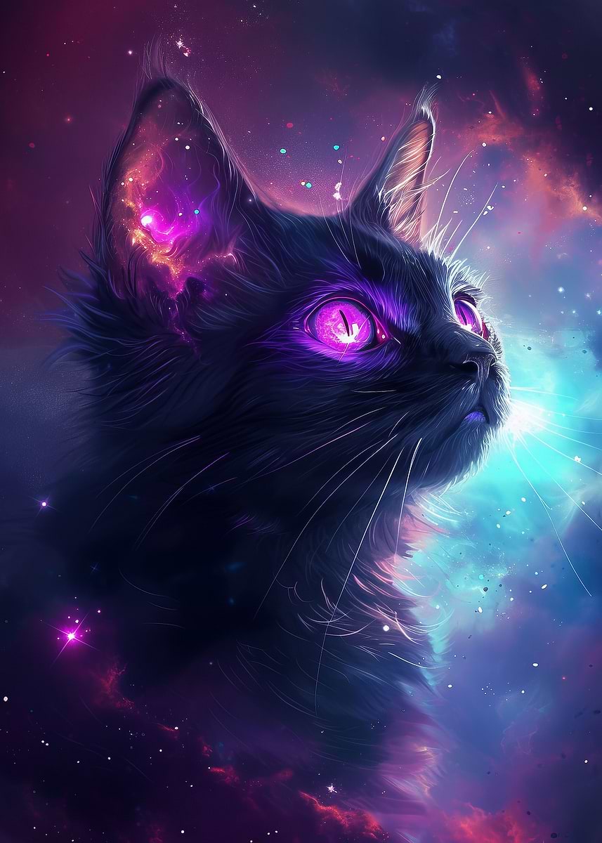 Cat In Galaxy' Poster, picture, metal print, paint by