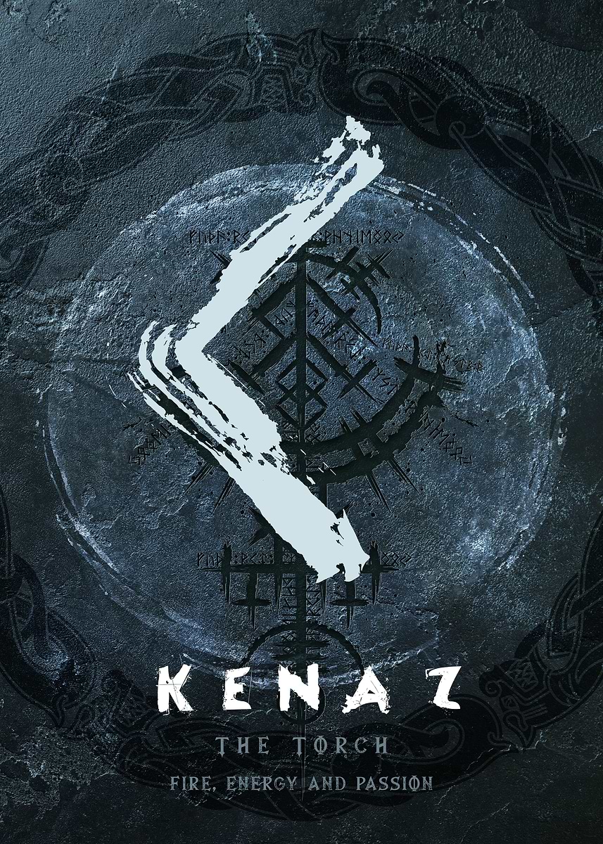 The Rune Kenaz' Poster, picture, metal print, paint by ikaruna