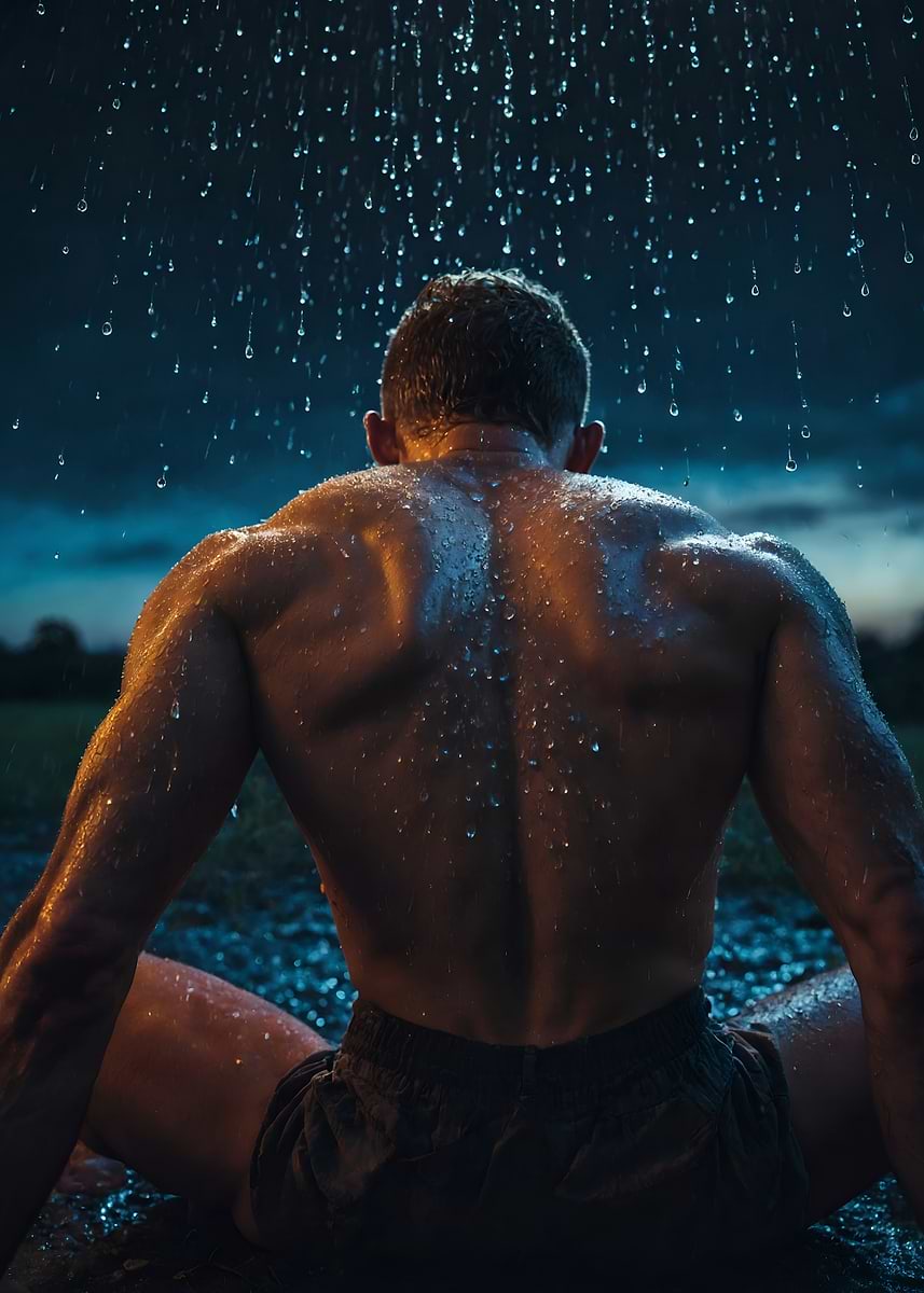 'Man in rain' Poster, picture, metal print, paint by VR World | Displate