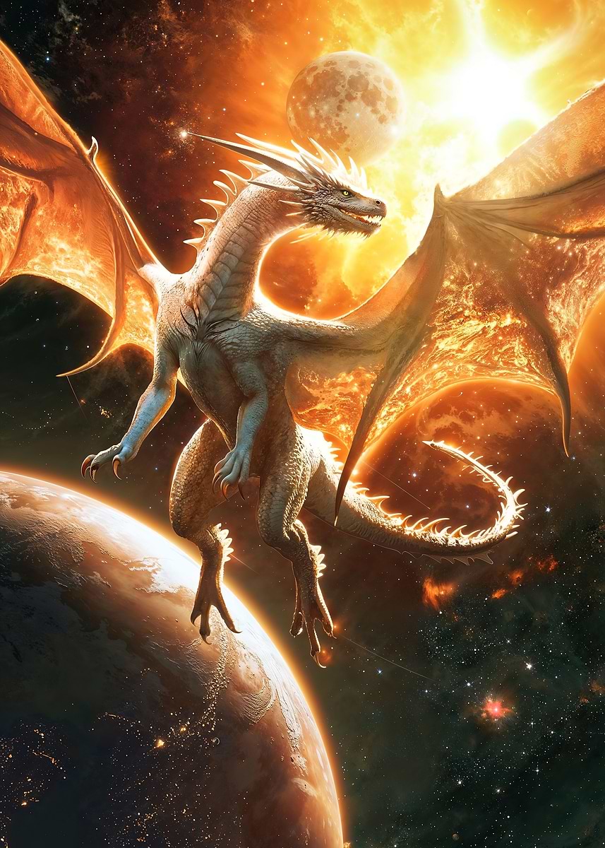 Sunfire Sovereign Dragon — from the Dragons Lair collection, a Pixaverse metal print