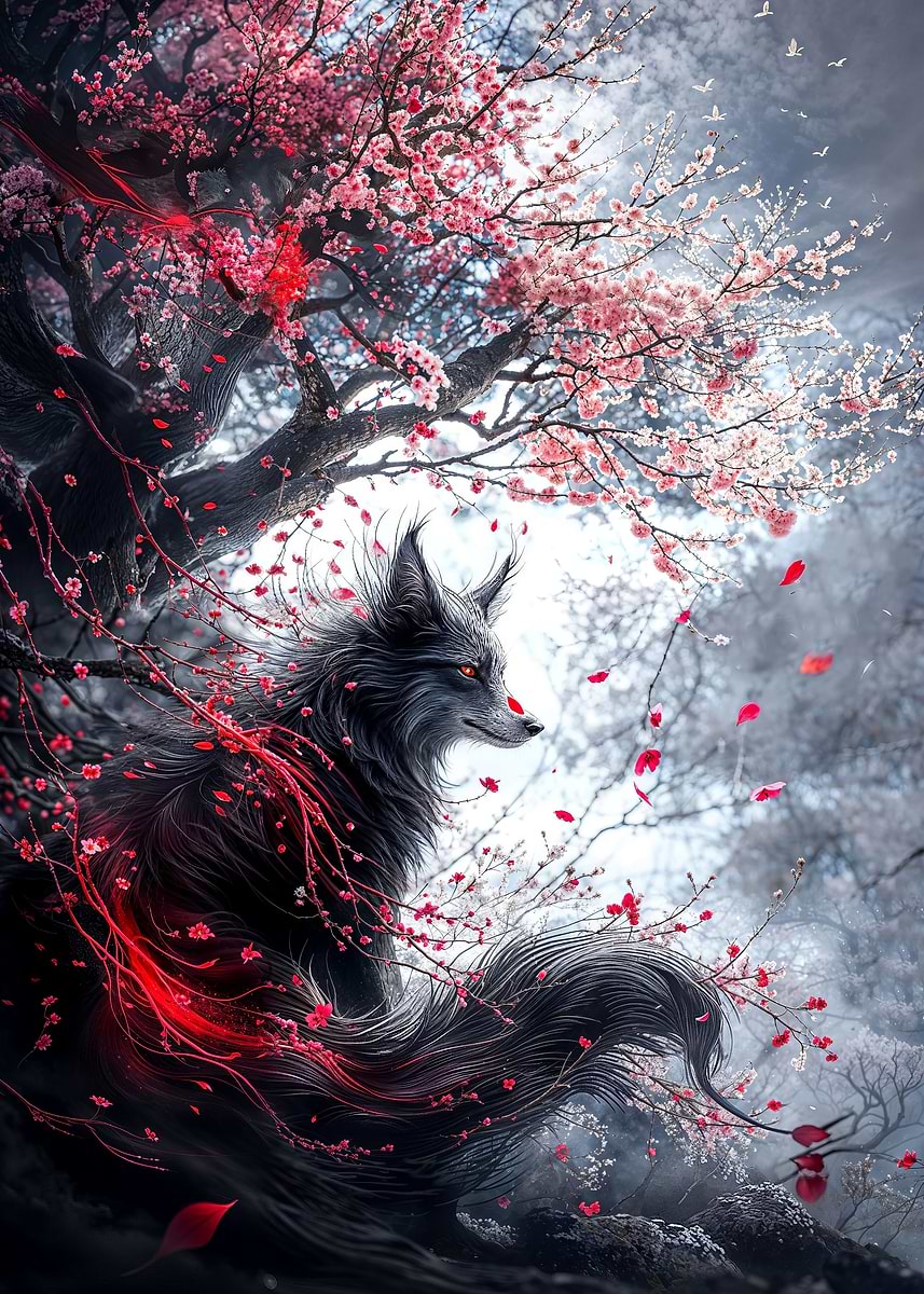 kitsune fox' Poster, picture, metal print, paint by Adel S | Displate