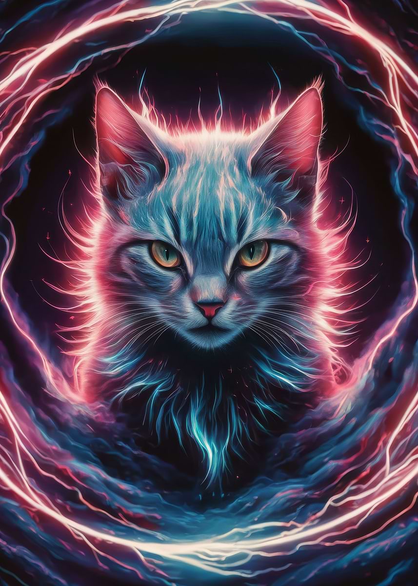 Cat Elctrify 'Cat Electric' Poster, picture, metal print, paint by DecoyDesign ...